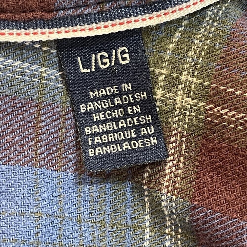 Wrangler Flannel Shirt Men's Large Plaid Long Sleeve Flap Button Pockets Western - Picture 6 of 8